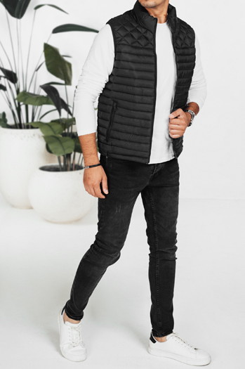 Férfi steppelt mellény fekete Dstreet TX5076