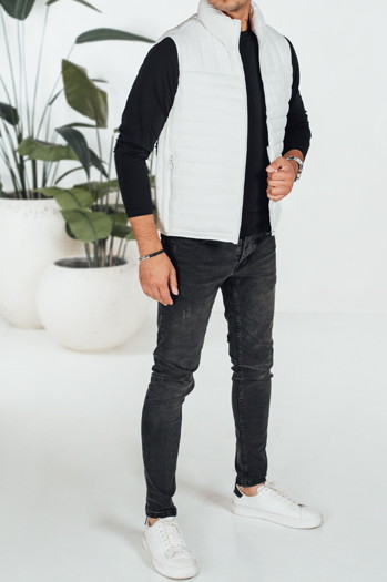 Férfi steppelt fehér mellény Dstreet TX5083