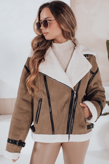 Női báránybőr dzseki barna Dstreet TY5124