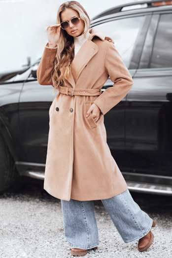 Női télikabát klasszikus trencsni camel Dstreet NY0763