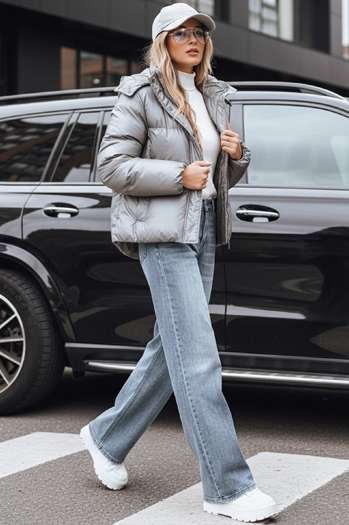 Női átmeneti bőrdzseki sötétszürke Dstreet TY5191