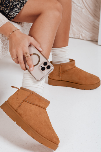 Női platform hó csizma camel Dstreet ZY1074 ZY1074