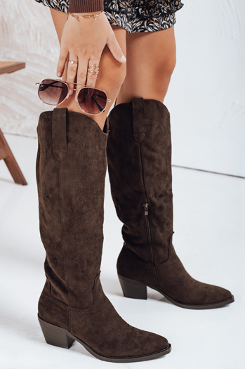 Női szarvasbőr cowboy csizma barna Dstreet ZY1106