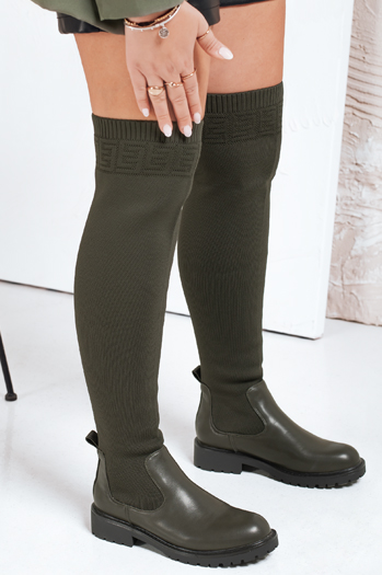 Női over-the-knee csizma zöld Dstreet ZY1134 ZY1134