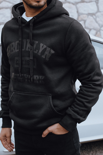 Férfi nyomtatott szigetelt pulóver fekete Dstreet BX5916