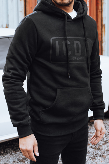 Férfi nyomtatott szigetelt pulóver fekete Dstreet BX5919