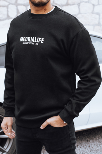 Férfi nyomtatott pulóver fekete Dstreet BX5922