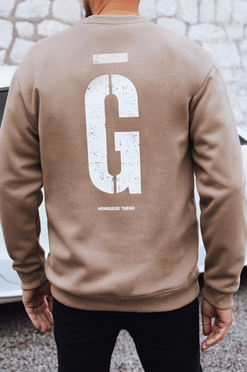 Férfi teve színű nyomtatott pulóver Dstreet BX5923