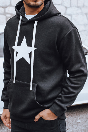 Férfi kapucnis pulóver fekete Dstreet BX5924