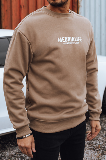 Férfi teve színű nyomtatott pulóver Dstreet BX5926