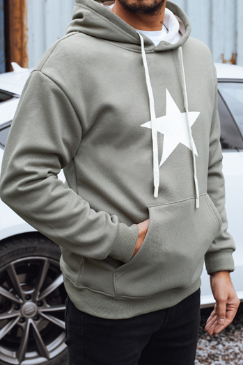 Férfi khaki kapucnis pulóver Dstreet BX5928