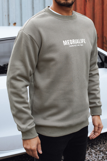 Férfi khaki színű nyomtatott pulóver Dstreet BX5929