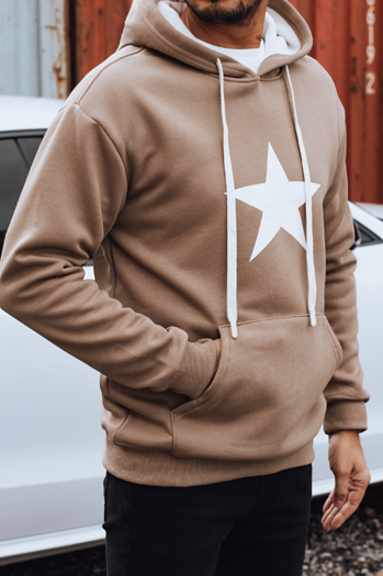 Férfi teve színű kapucnis pulóver Dstreet BX5931