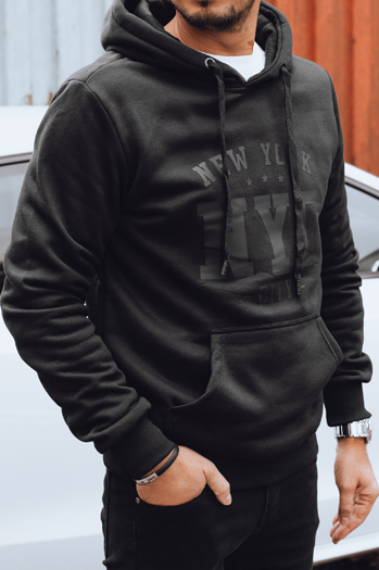 Férfi szigetelt kapucnis pulóver fekete Dstreet BX5934