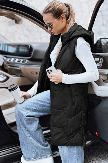 Kamizelka damska długa pikowana czarna Dstreet TY5269