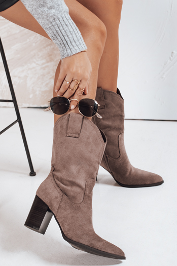 Női szarvasbőr cowboy csizma barna Dstreet ZY1194