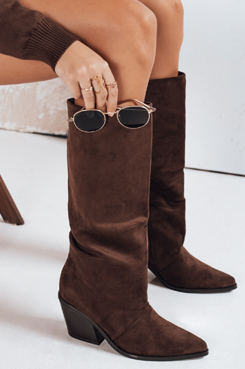 Női szarvasbőr cowboy csizma barna Dstreet ZY1202