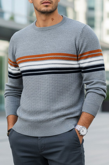 Férfi csíkos szürke pulóver Dstreet WX2324