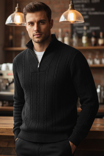 Férfi galléros pulóver fekete Dstreet WX2328