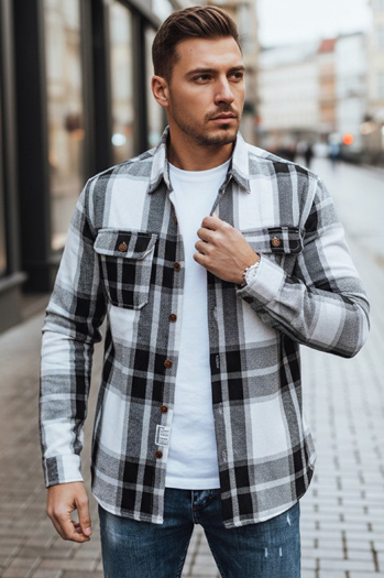 Férfi fekete-fehér kockás flanel ing Dstreet DX2673