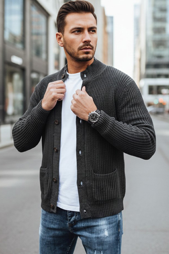 Férfi sötétszürke kardigán pulóver Dstreet WX2345