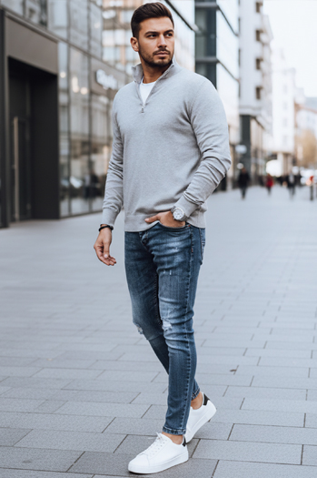 Férfi sötétkék pulóver Dstreet WX1893