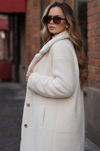 Női télikabát mackó szőrme hosszú krém Dstreet NY0750z