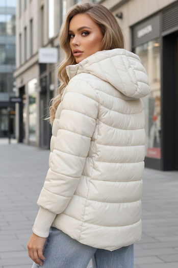 Női steppelt kabát kapucnival fehér Dstreet ty5355