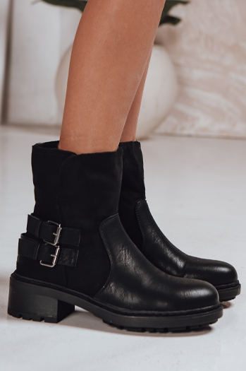 Női csizma báránybőrrel fekete Dstreet ZY1250 ZY1250