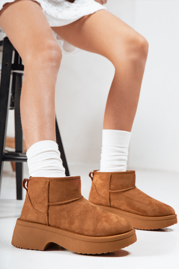 Női hó csizma vastag talpú camel Dstreet ZY1288 ZY1288