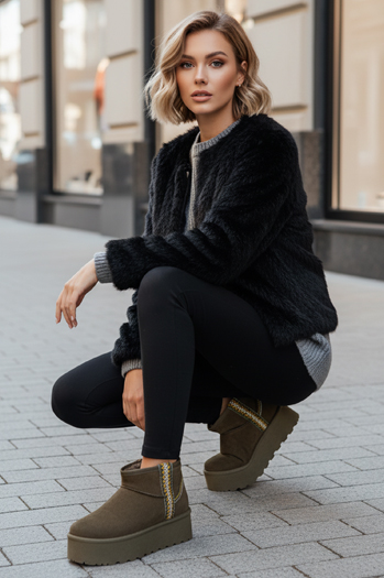 Női szarvasbőr zöld hó csizma Dstreet ZY1295