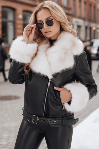 Női ramones dzseki szőrmével fekete Dstreet TY5122z