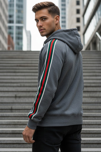 Férfi szürke kapucnis pulóver Dstreet BX5938