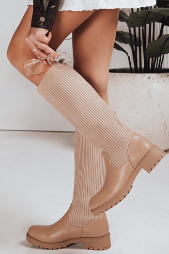 Női khaki színű zoknis csizma Dstreet ZY1308