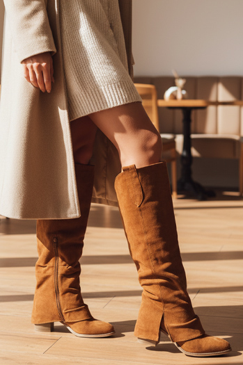 Női camel szarvasbőr csizma Dstreet ZY1309