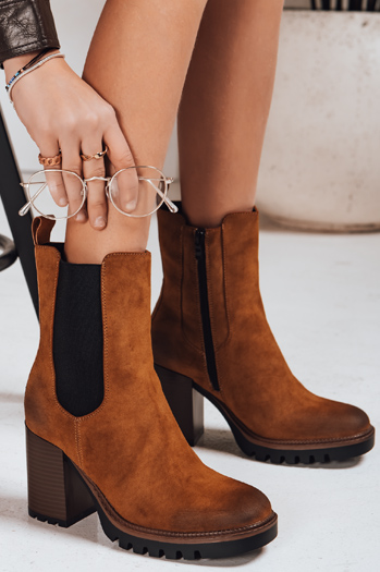 Női szarvasbőr camel csizma Dstreet ZY1313 ZY1313