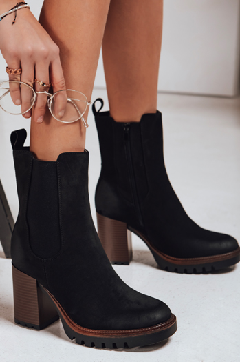 Női szarvasbőr csizma fekete Dstreet ZY1319 ZY1319