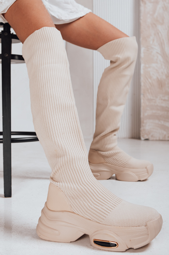 Női zoknis csizma bézs Dstreet ZY1322 ZY1322