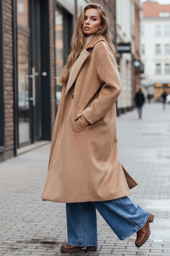 Női átmeneti oversize barna kabát Dstreet NY0767z