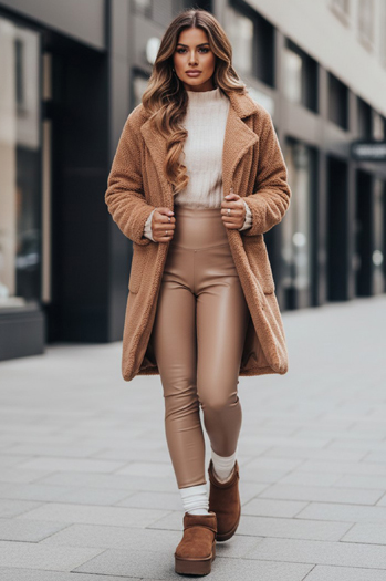 Női teddy szőrme camel téli kabát Dstreet NY0758z