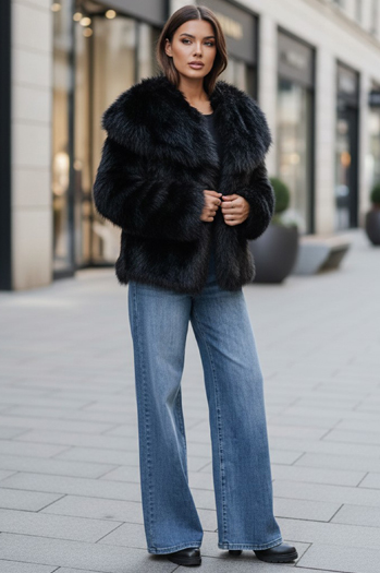 Női rövid fekete szőrmebunda ZARAFIA Dstreet TY5117z