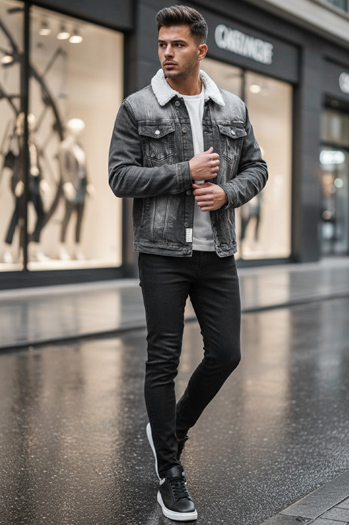 Férfi téli farmer dzseki fekete Dstreet TX4230z