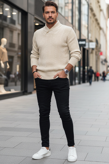 Férfi bézs színű pulóver Dstreet WX2258z
