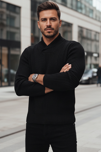 Férfi fekete pulóver Dstreet WX2256z