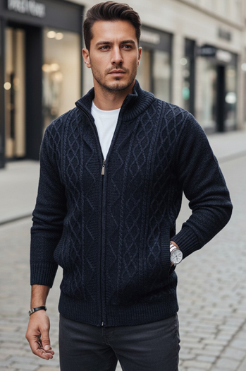 Férfi kigombolt pulóver tengerészkék Dstreet WX2250z