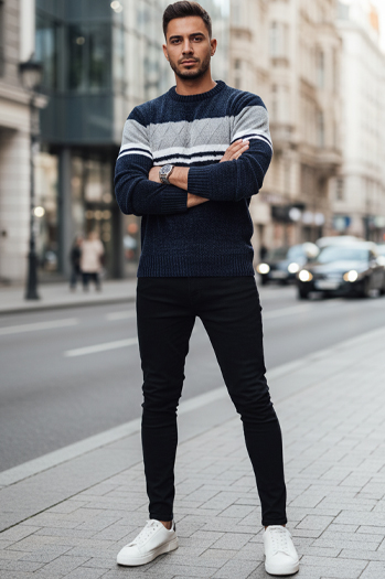 Férfi sötétkék pulóver Dstreet WX2244z