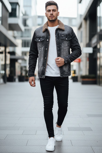 Férfi szigetelt farmer dzseki fekete Dstreet TX4725z