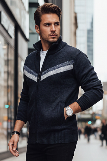 Férfi kigombolt pulóver tengerészkék Dstreet WX2259z