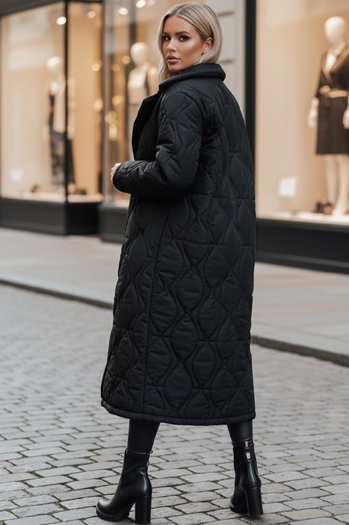 Női steppelt hosszú kabát TRENDIFY fekete Dstreet TY4378z