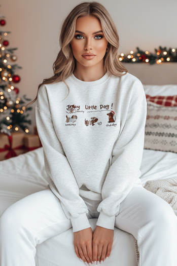 Női oversize pulóver tacskókkal JAMNIKOVE szürke Dstreet BY1499z